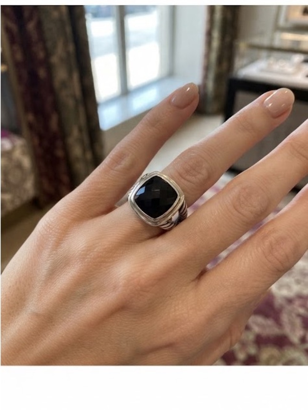 David Yurman black onyx ring- sterling
